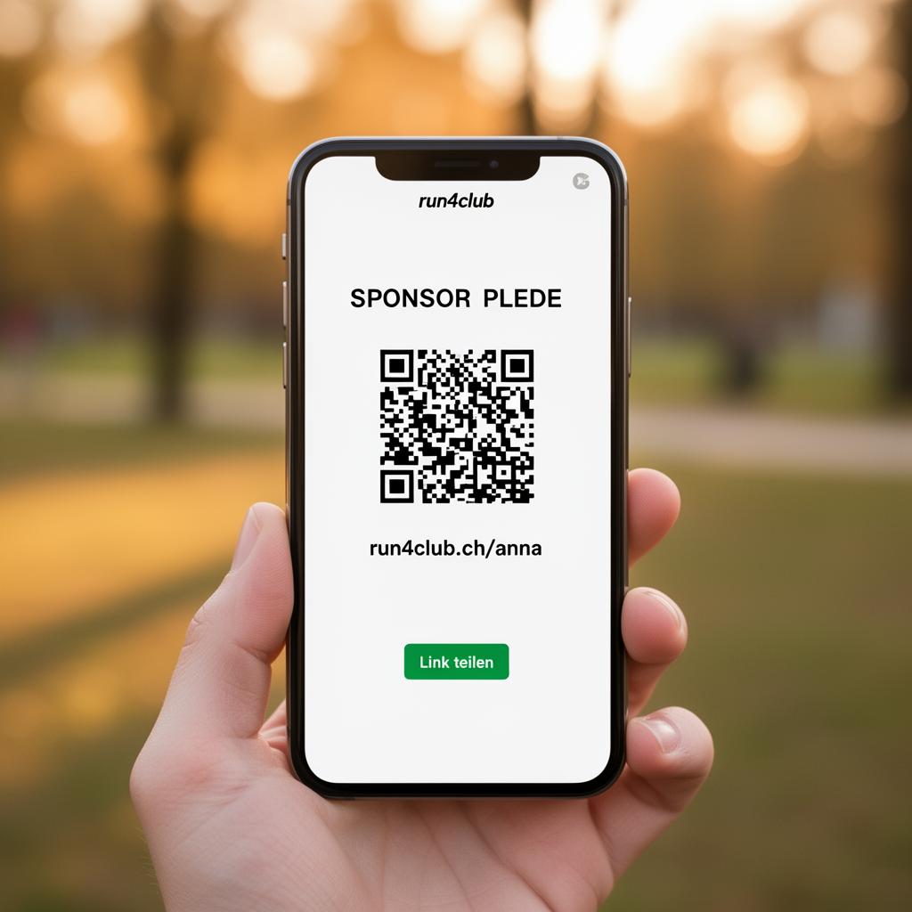Smartphone mit Sponsorenlink und QR-Code